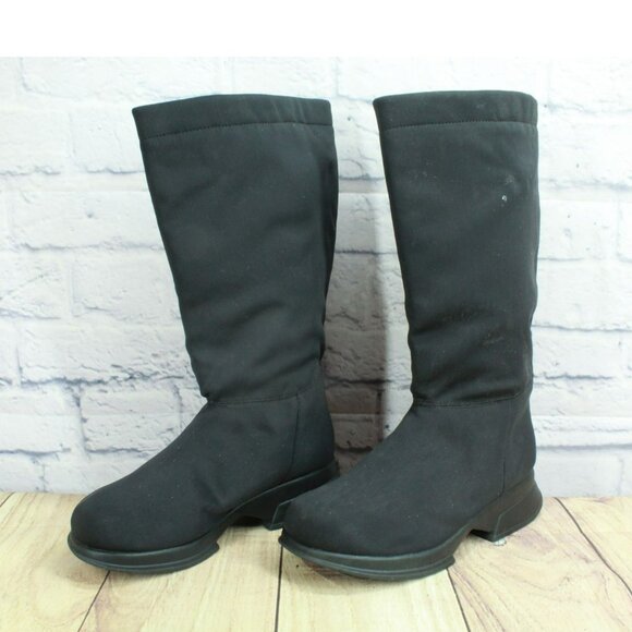 LL Bean Black Nylon Knee High Waterproof Insulated Tall Boots Size 7.5 M - Picture 3 of 10